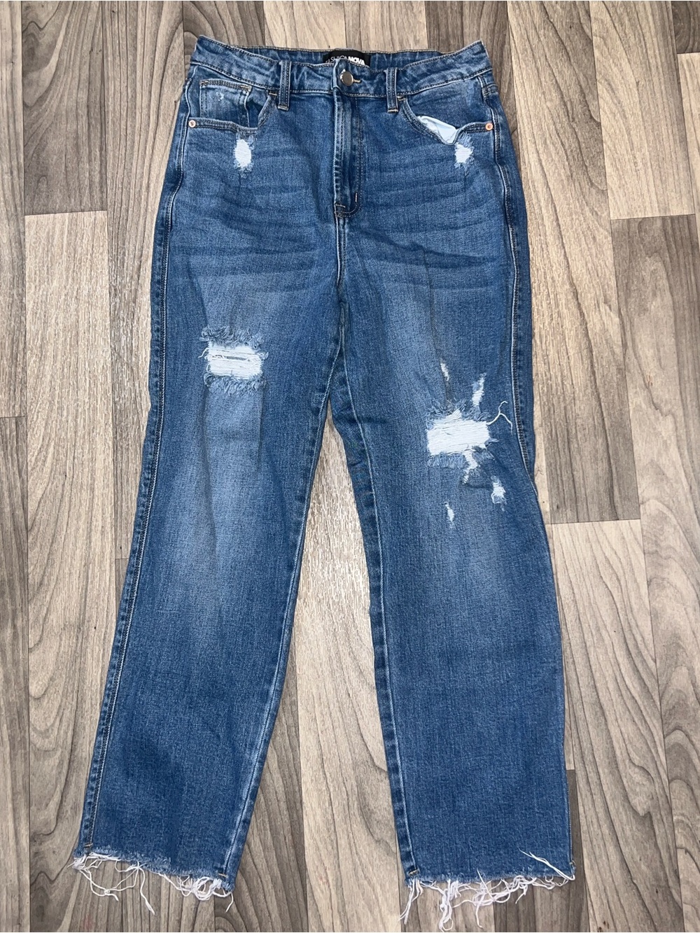 Distressed Blue Women's Straight-Leg Jeans